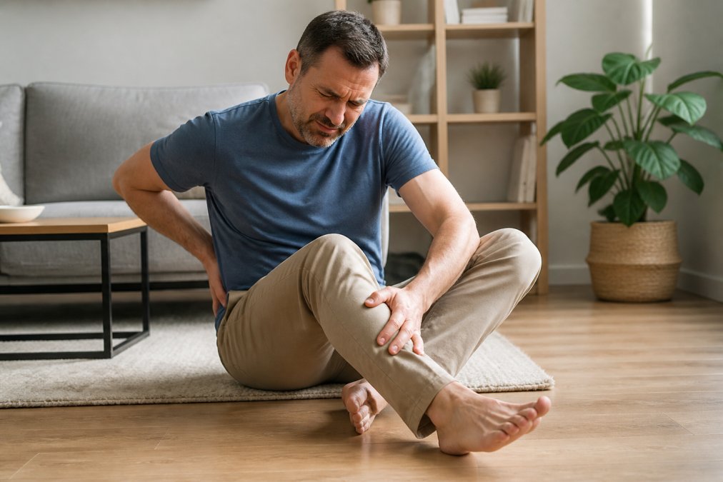 Diagram discussing the causes of sciatica pain affecting the leg and foot.